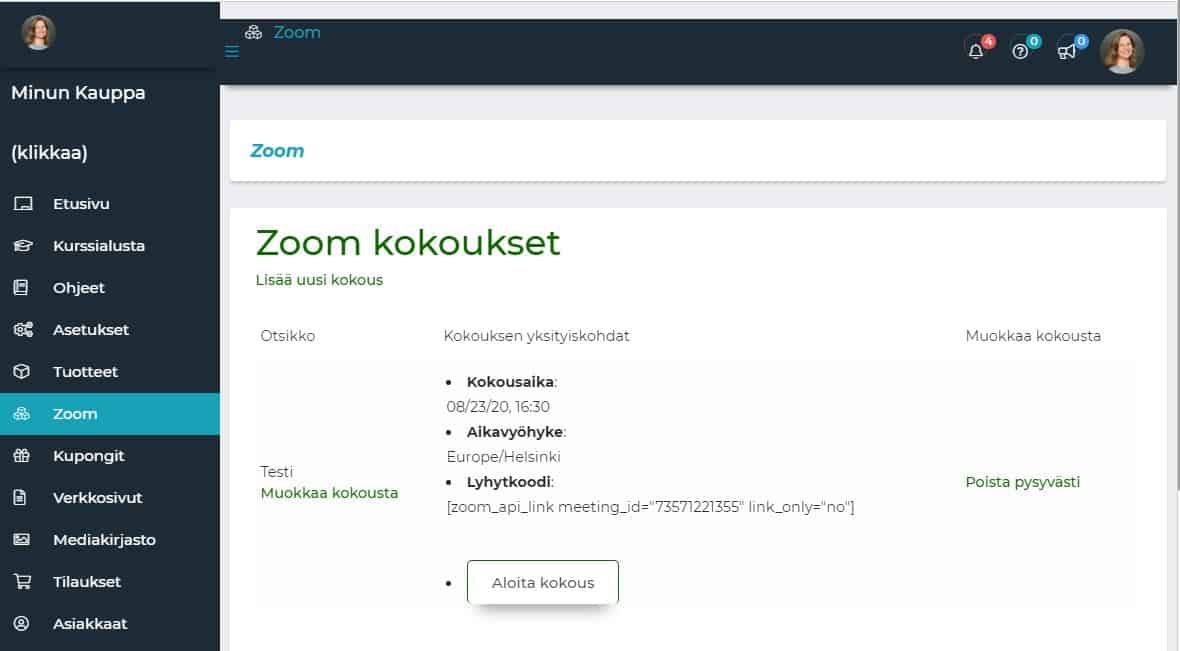 zoom-hallintapaneeli