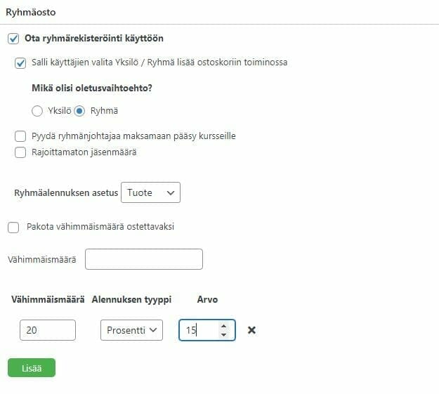 ryhmaosto ryhma alennus